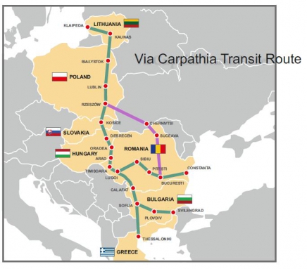 mapa Via Carpathia
